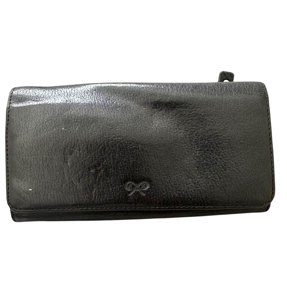 ANYA HINDMARCH Leather Zippered Wallet Black